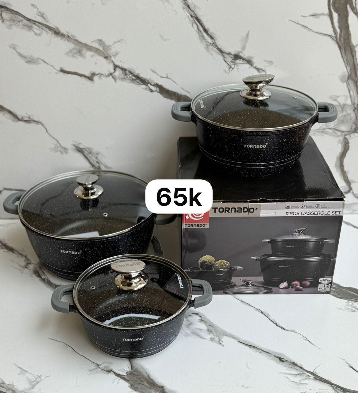 12pcs Black Speckled Casserole Set